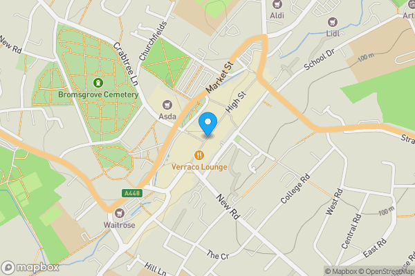 Map location for Shakespeare House, 67 High Street, Bromsgrove, Worcestershire, B61 8AQ