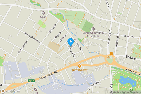 Map location for 25 Sterland Street, Chesterfield, Derbyshire, S40 1BN