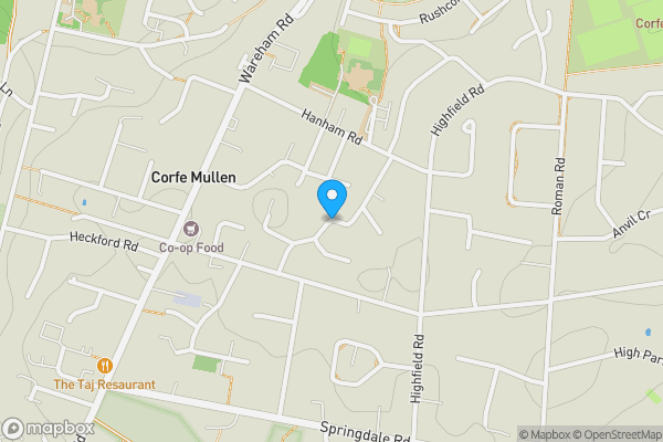 Map location for Highmoor Road Corfe Mullen, Wimborne, Dorset, BH21