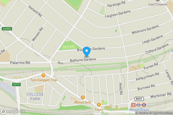 Map location for 92a Bathurst Gardens, London , NW10 5HY 