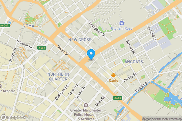 Map location for Apartment 401,  6 Oldham Road, Manchester, M4 5DB