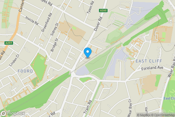 Map location for 42 Dover Road, Folkestone, Kent, CT20 1JX