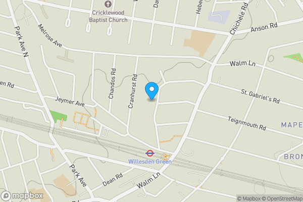 Map location for 36A Blenheim Gardens, Willesden Green, London, NW2 4NS