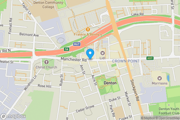 Map location for Manchester Road, Denton, Manchester, M34