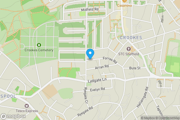 Map location for Land and Buildings at Forres Road, Sheffield, South Yorkshire, S10 1WE