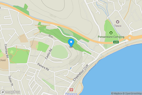 Map location for 8 Lescudjack Heights, Pendennis Place, Penzance, Cornwall, TR18 2FA TR18 2FA