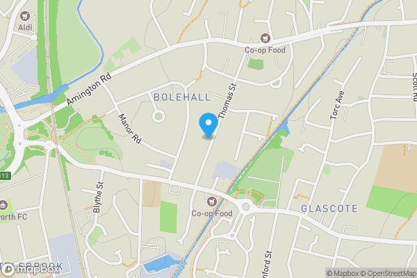 Map location for 33 Thomas Street, Tamworth, Staffordshire, B77 3PR