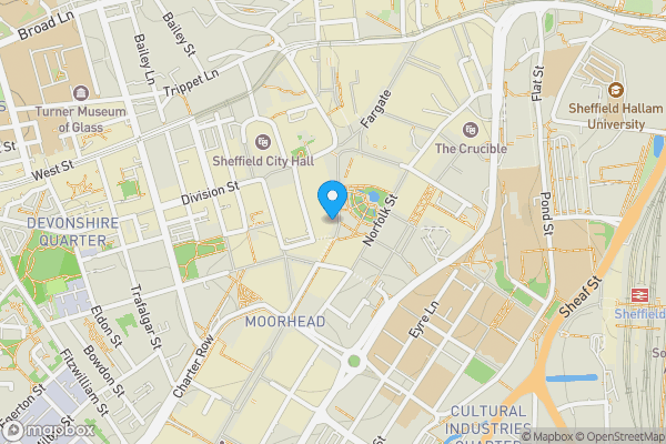 Map location for Apartment 4, 58 Pinstone Street, Sheffield, South Yorkshire, S1 2HZ