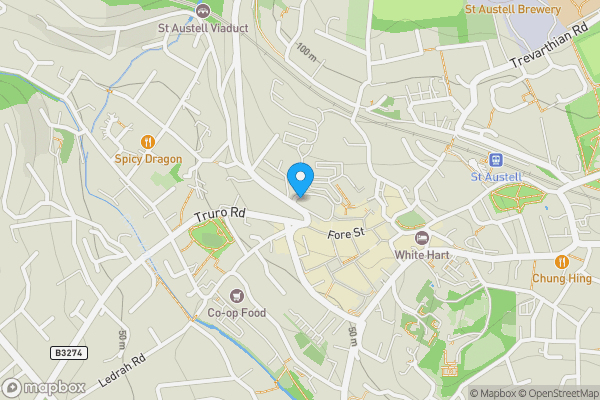 Map location for 5 & 7 Grants Walk & 8 Bodmin Road, St. Austell, Cornwall, PL25 5AA