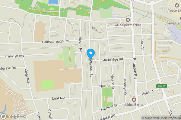 Map location for Walthall Street, Crewe