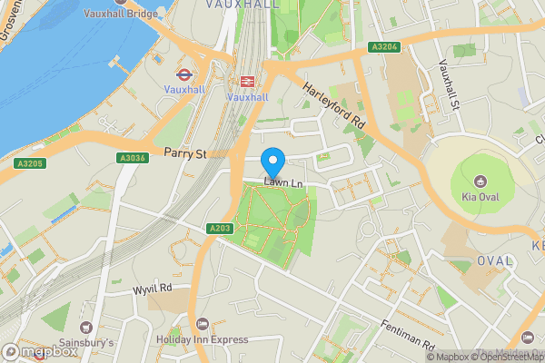 Map location for 68 Bannerman House , Lawn Lane , Vauxhall, SW8 1UA
