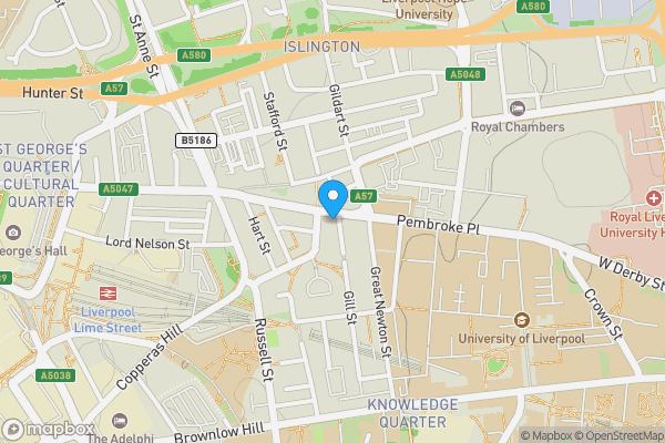 Map location for Flat 408, Pembroke Studios, Lower Gill Street, Liverpool, Merseyside L3 5BB