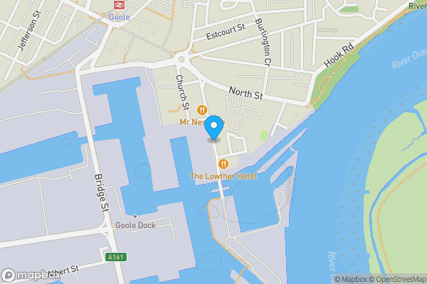 Map location for The Lowther Hotel, Aire Street, GOOLE, East Yorkshire, DN14 5QW