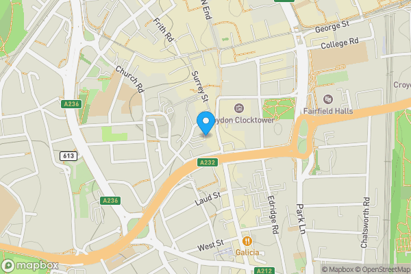 Map location for Flat 38 Green Dragon House, 64-70 High Street, Croydon, Surrey, CR0 1FS