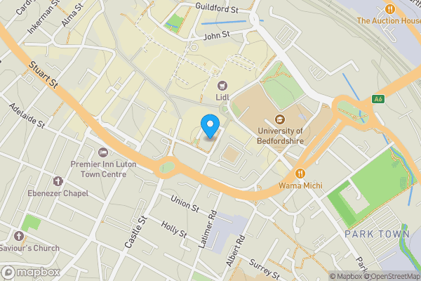Map location for Flat 10, The Landmark, Flowers Way, Luton, LU1 3GA