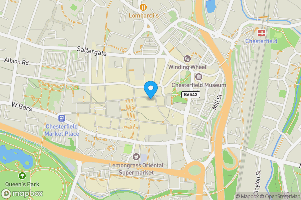 Map location for 19 Burlington Street, Chesterfield, Derbyshire, S40 1RS