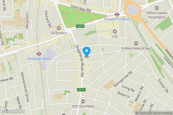 Map location for Flat 5, 2, Westwick Gardens, Shepherds Bush, London, W14 0BU