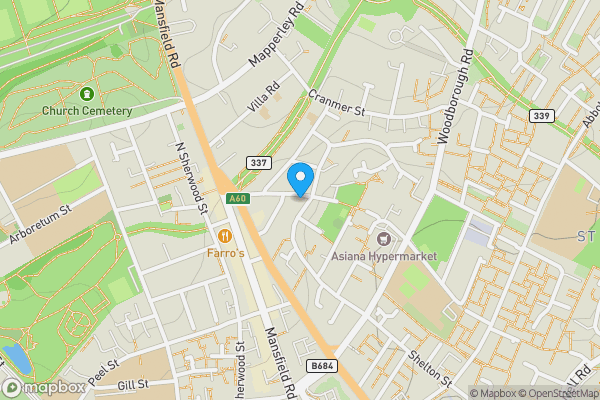 Map location for The Pride of Erin, 373 Alfred Street North, Nottingham, NG3 1AA