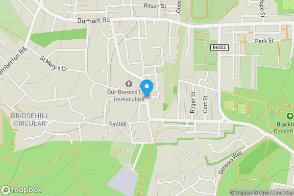 Map location for 48A & 48B Derwent Street, Consett, County Durham, DH8 8LZ