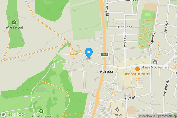 Map location for Alfreton Hall, Church Street, Alfreton, Derbyshire, DE55 7AH
