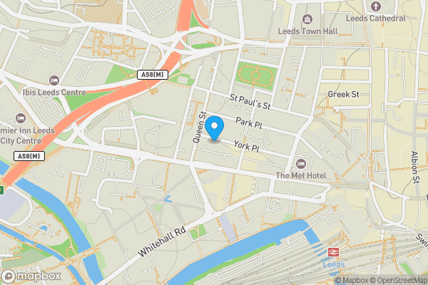 Map location for Flat 22, 22 York Place, Leeds, LS1 2EX