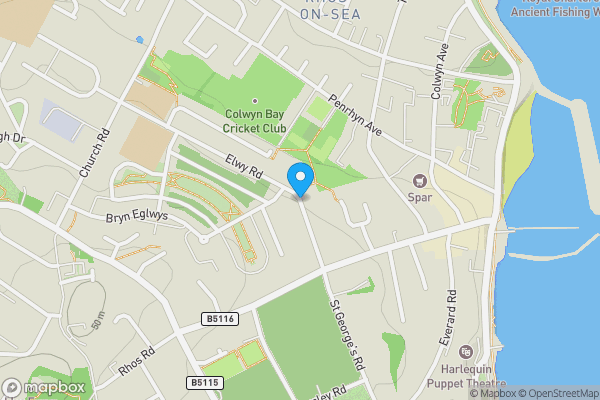 Map location for Llandrillo Yn Rhos Church House, Elwy Road, Rhos on Sea, Conwy, LL28 4SB