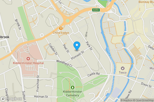 Map location for 142 Wood Street, Kidderminster, Worcestershire, DY11 6UF