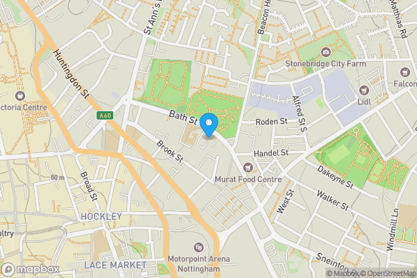 Map location for 77 Park View Court, Bath Street, Nottingham, Nottinghamshire, NG1 1DE