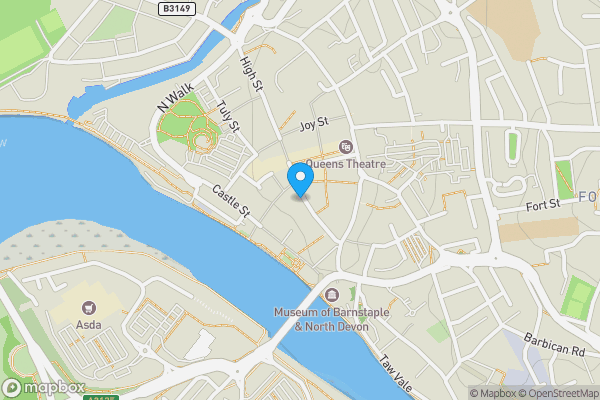 Map location for 91 High Street, Barnstaple, Devon, EX31 1HR