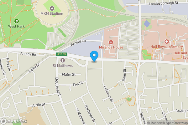Map location for Flat 17 Carlton House, 307-311 Anlaby Road, Hull, East Yorkshire, HU3 2SB