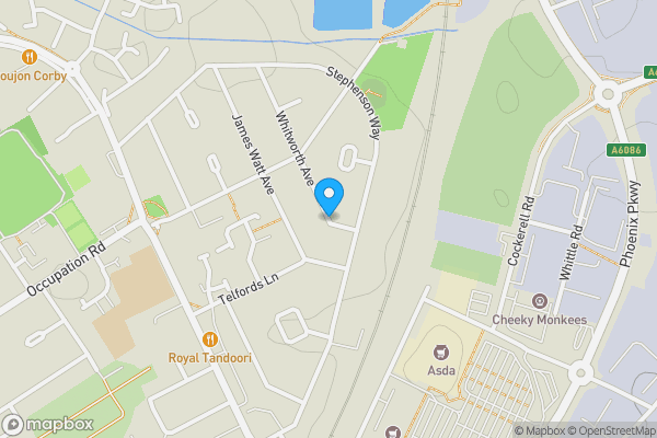 Map location for Whitworth Avenue, Corby, Northamptonshire, NN17 1DL