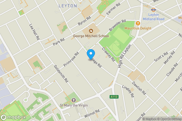 Map location for 58A Vicarage Road, Leyton, London, E10 5EA