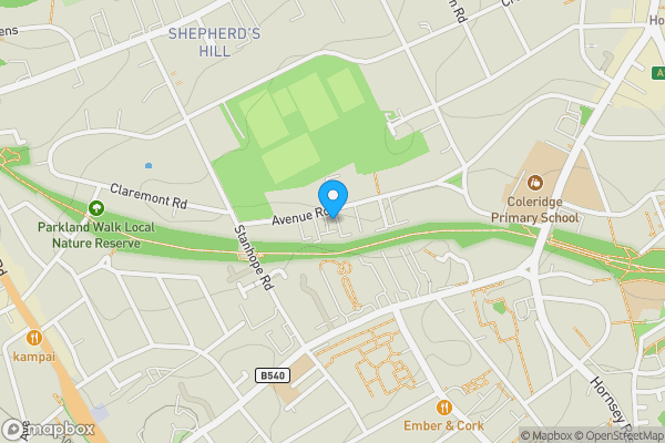 Map location for Garage 1 at Baronsclere Court, 23 Avenue Road, Highgate, London, N6 5YA