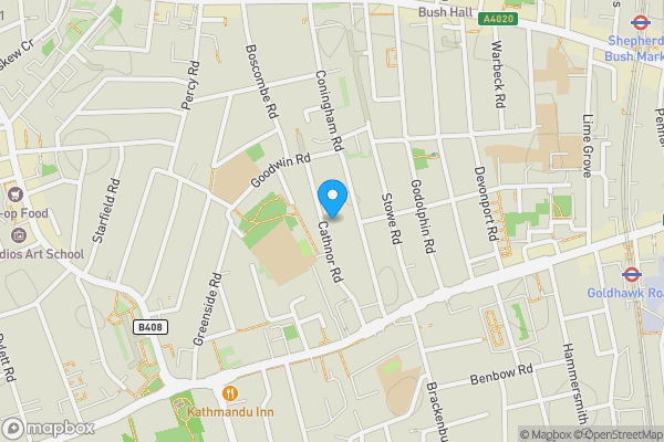 Map location for 50c Cathnor Road, Shepherds Bush, London W12 9JA