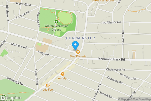 Map location for Alma Road, Charminster, Bournemouth, Dorset, BH9 1AQ