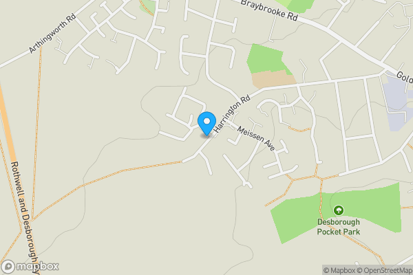 Map location for 1 Green Crescent, Desborough, Kettering, Northamptonshire, NN14 2FL