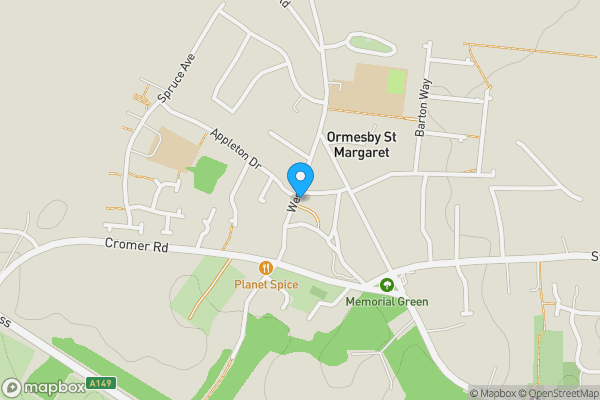 Map location for West Cottage, 2 Crossways, Ormesby St Margaret, Great Yarmouth, Norfolk NR29 3JZ