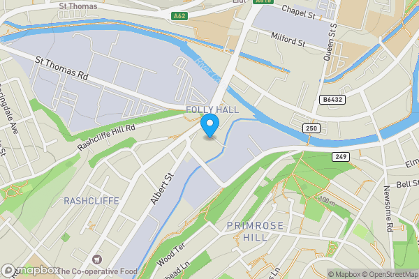Map location for Rashcliffe Mills, Albert Street, Huddersfield, West Yorkshire, HD1 3PE