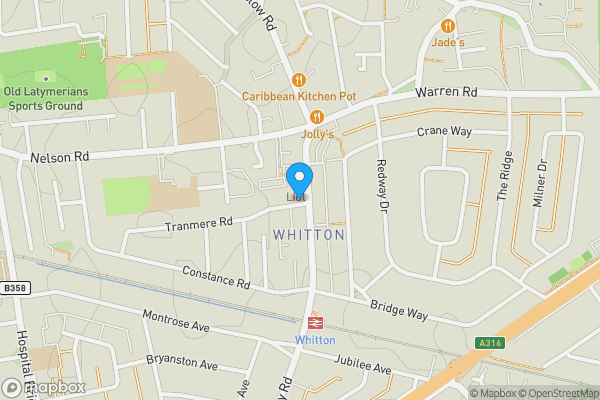 Map location for 50/52 54/56 & 58, High Street, Whitton, Middlesex, TW2 7LT