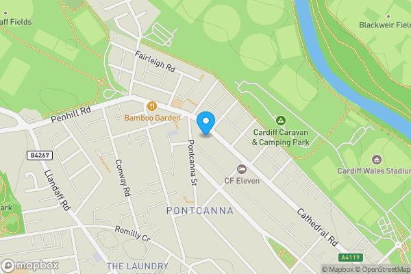 Map location for 193 Cathedral Road, Cardiff, CF119PN