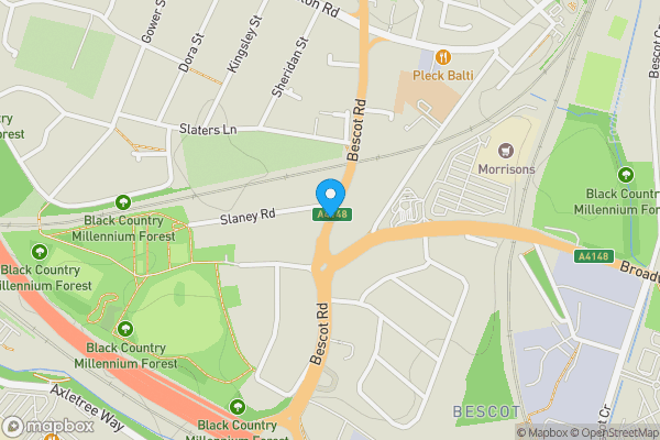 Map location for Bescot Road, Walsall, West Midlands, WS2 9DG