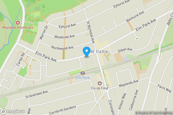 Map location for 2 Broadway Parade, Elm Park Avenue, Elm Park, Hornchurch, Essex, RM12 4RS