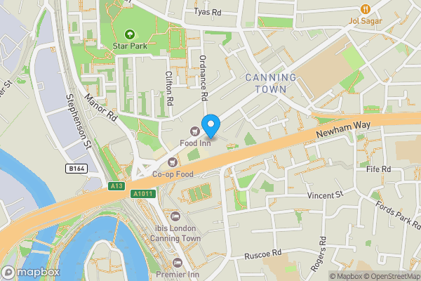 Map location for Flat 44, 12 Rathbone Market, Barking Road, Canning Town, London, E16 1GY