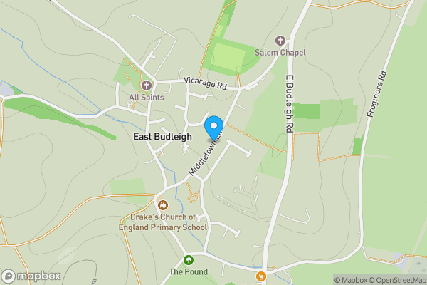 Map location for Penlee, Middletown Lane, East Budleigh, EX9 7EQ