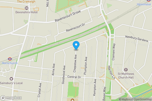 Map location for Chepstow Avenue, HORNCHURCH, Essex, RM12 6AU