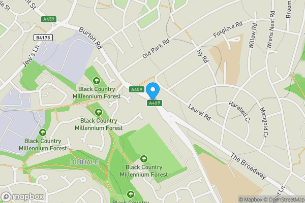 Map location for Burton Road, Dudley, West Midlands, DY1