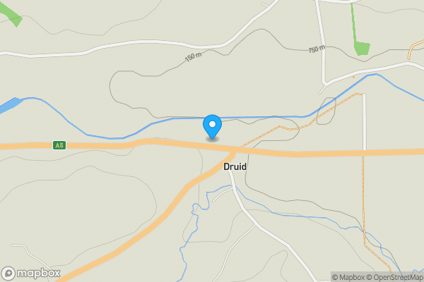 Map location for Druids Barns, Corwen, Clwyd, LL21 9NU