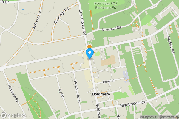 Map location for Boldmere Road, Sutton Coldfield, West Midlands, B73 5UY