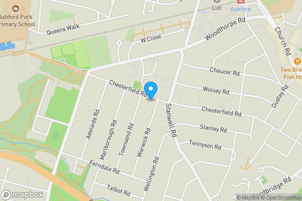 Map location for 142A & 142B Chesterfield Road, Ashford, Surrey, TW15 3PD