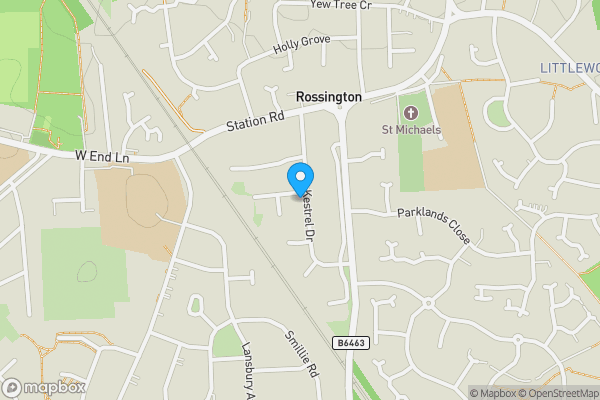 Map location for 25 Kestrel Drive, Rossington, DONCASTER, DN11 0ES